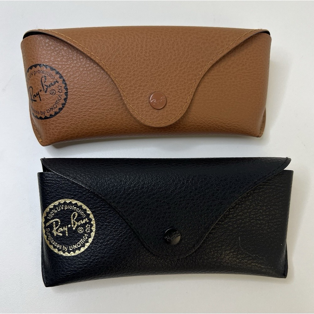 Ray-Ban Eyeglass Black/Brown Cases holder snap closure Lot Of 2 Cases Only